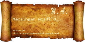 Maczinger Acsád névjegykártya